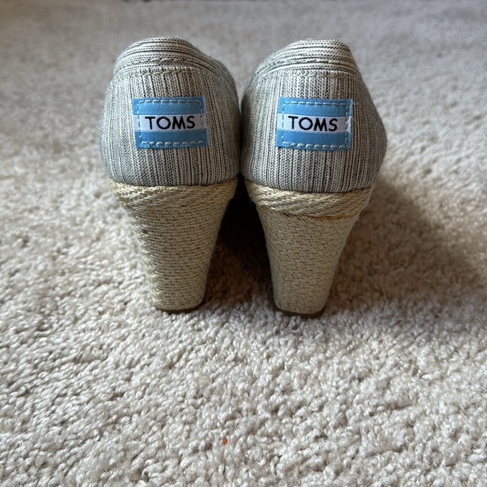 Toms Tan Wedge Espadrilles with Peep-Toe women’s size 7 - Picture 4 of 7